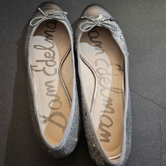 Sam Edelman Metallic Silver Loafers with Bow Accent - Picture 5 of 11